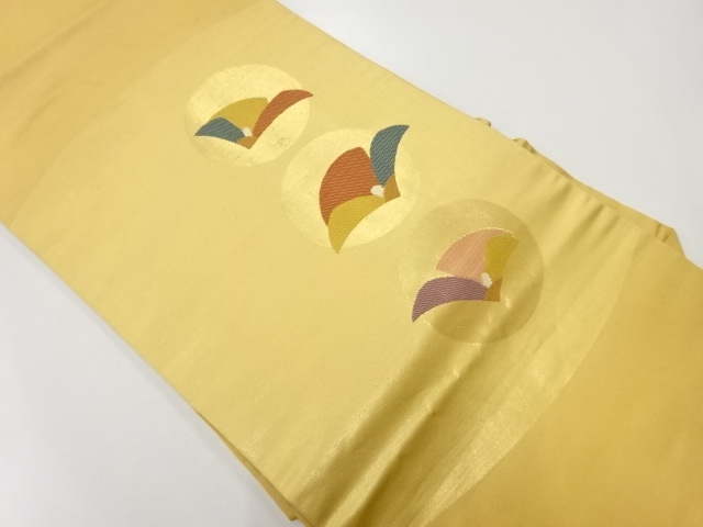 JAPANESE KIMONO / VINTAGE NAGOYA OBI / WOVEN ROUNDEL & FLOWER